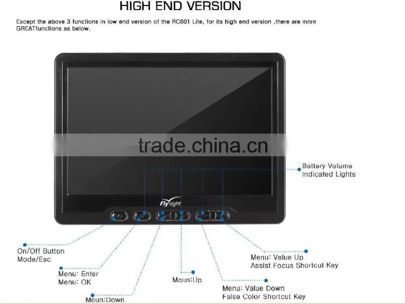 G2961 flysight High resolution display monitor with 7 inch 1280*800 LCD Screen