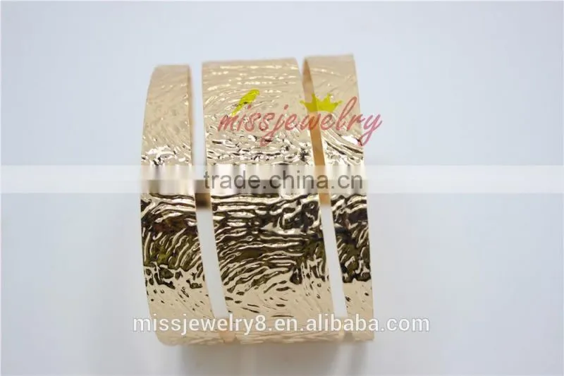 KC Gold Statement Punk Fashion Metal Hollow 0ut Wide Cuff Bangle Bracelets For Women Men for 2016 New Accessory