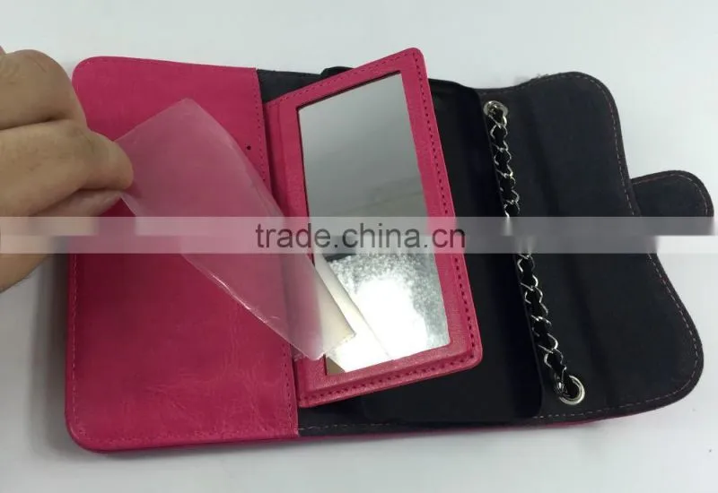 fashion style PU leather wallet case with mirror and card holder for iPhone 6