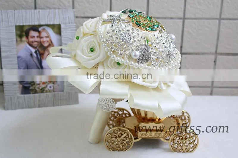 Handmade green brooch wedding brides bouquet wholesale