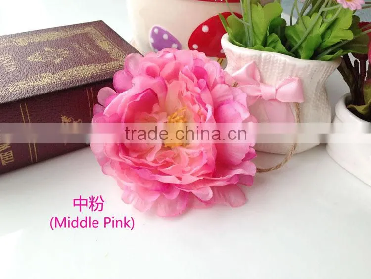 Silk Fabric Artificial Peony Flower Silk Flower Head