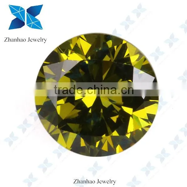 Raw material dark peridot loose cubic zirconia stone for jewelry
