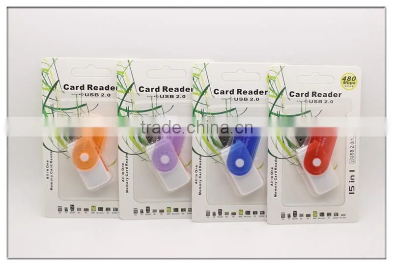 mini colorful rotatable smart chip card writer and reader with 4 slots(OS-CR135)