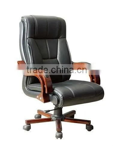 Wooden executive chair with headrest