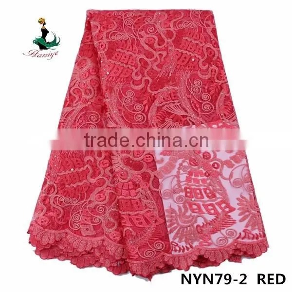 Haniye 2016 Nigerian wholesale embroidered french tulle lace fabric/NYN79