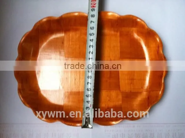 Rectangular woven wooden plate and tray