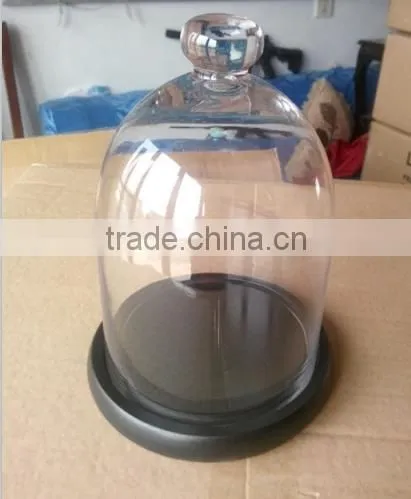 Wholesale glass bell cloche and glass cloches as glass dome with wooden base