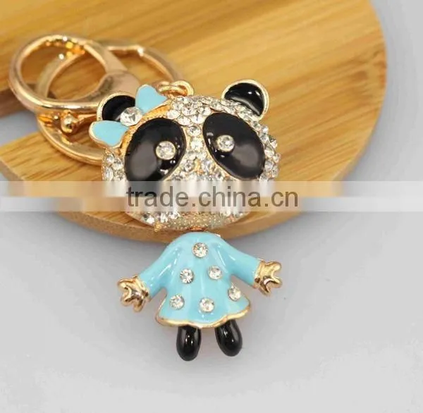 2014 Cute Animal Rhinestone Drip Panda Key Chain, Gift Bag Pendant ZTKC-118