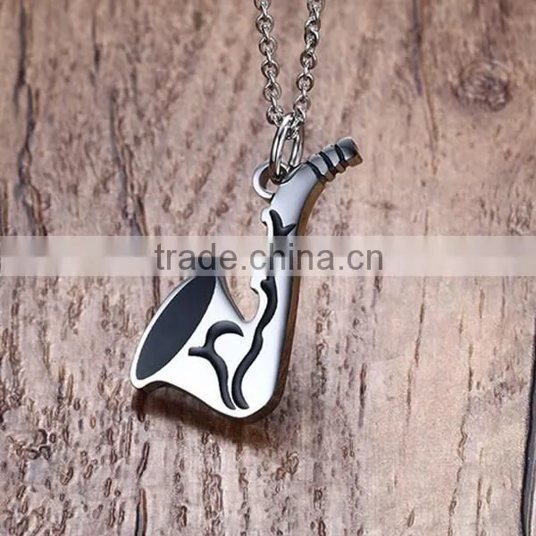 Men's Jewelry Saxophone Design Stainless Steel Necklace