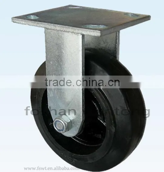 Double Steel Bearings Heavy Duty Iron Core Black Rubber Caster Wheel