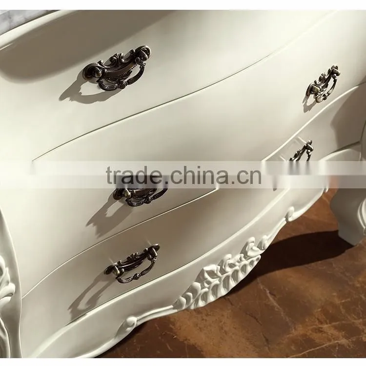 WTS16188 39 inch french provincial Antique White Undermounted Single Sink Bathroom Vanity with marble Top