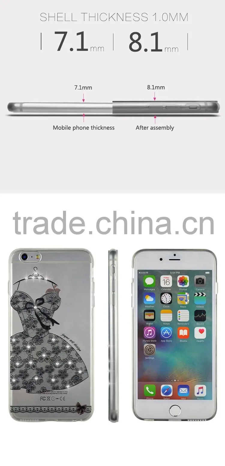 Low Price China Mobile Phone Electroplating Diomand TPU Back Cover Case for iPhone 6/6s Plus/7