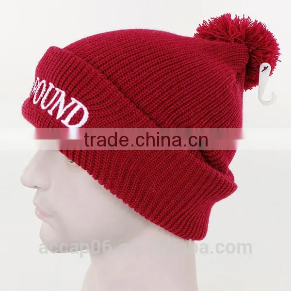 cheap knitted red beanie hat/custom red beanie hat
