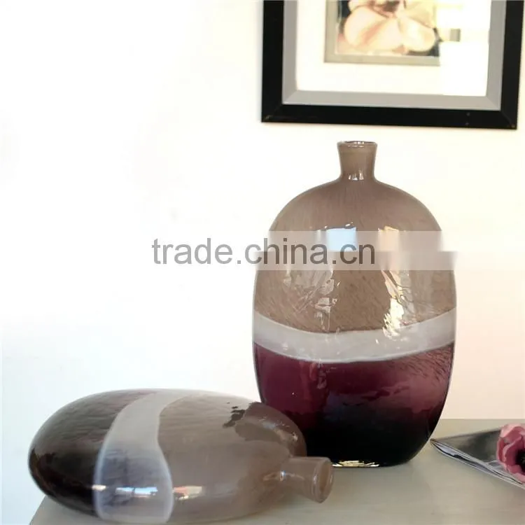New designed mouth blown purple round arts murano glass vase