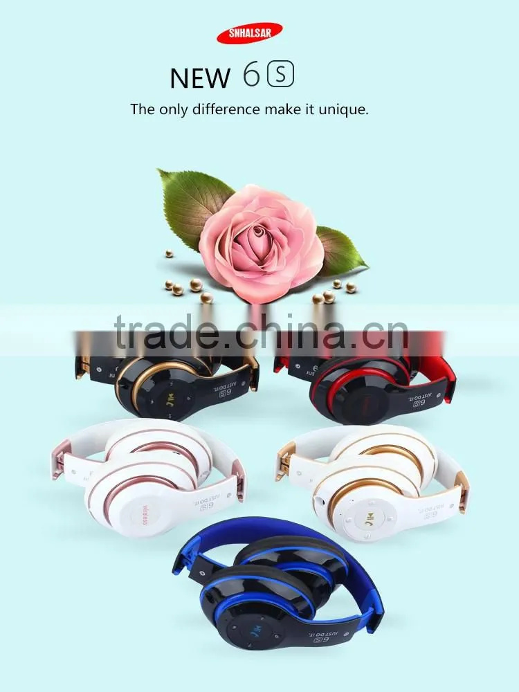 SNHALSAR 6S stereo bluetooth wireless headset headphone Bluetooth Headphone with microphone