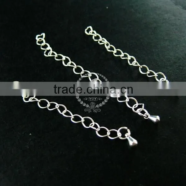 2inches silver plated brass oval extension chain for DIY necklace jewelry supplies findings 1312023