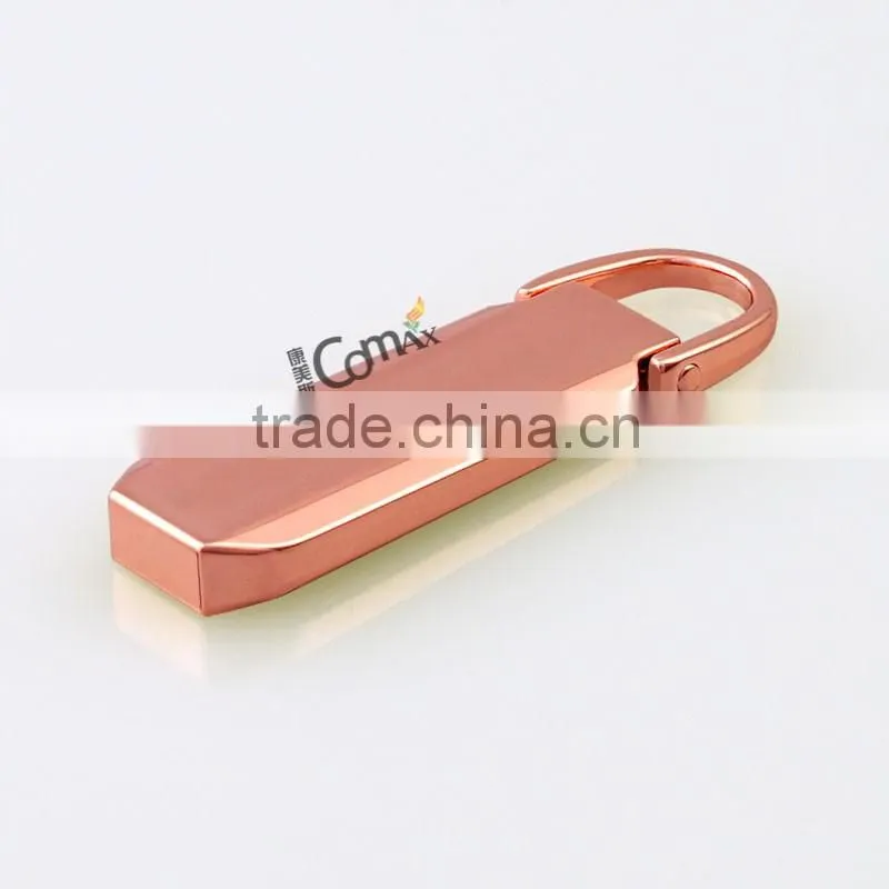 Rose gold metal locking zipper slider for handbag