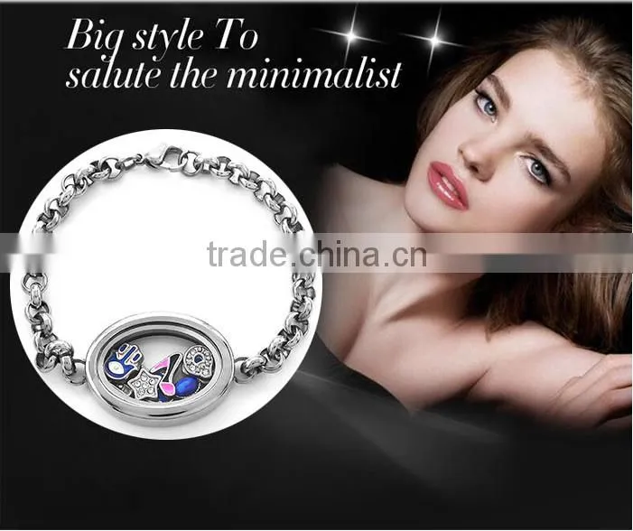 Stainless Steel Jewelry Floating Locket Bracelet