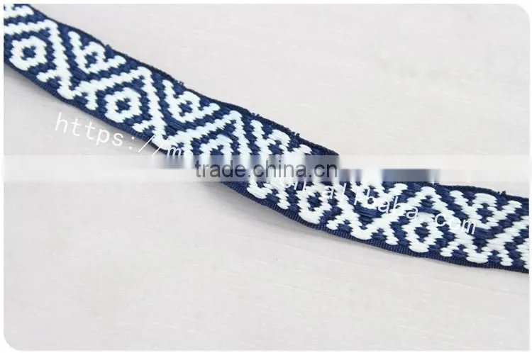 High quality polyester 20mm ethnic woven yarn dyed webbing for garment