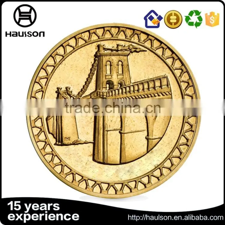 Wholesale new design gravity casting aluminium alloy fake gold plating souvenir custom metal copper challenge coin