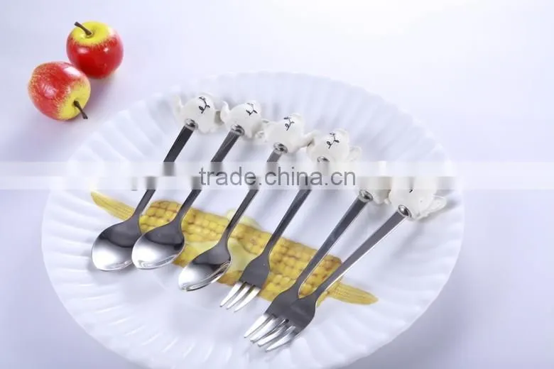 Customized designs products stainless steel cutlery with polyresin head, alloy for cutlery, ice cream design for children