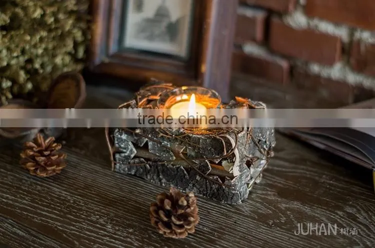 Vintage Chic Wooden Wicker Candle Holder Light Holder Christmas