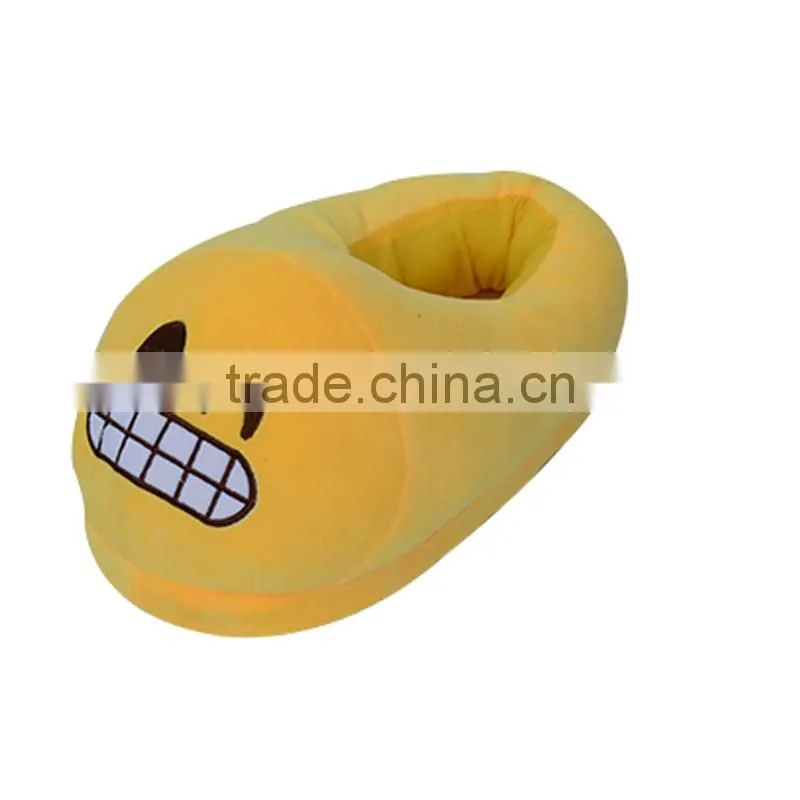 Indoor Embroiderey Plush Cotton Fabric Sunglasses Emoji Slipper