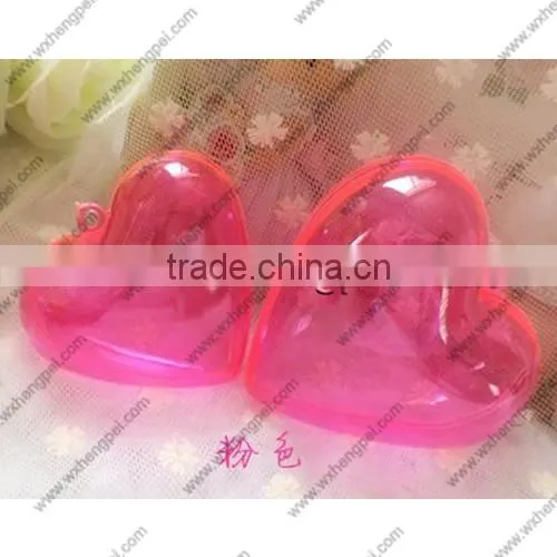 Cleverish portable cute transparent heart-shaped plastic storage jewelry wedding box kit