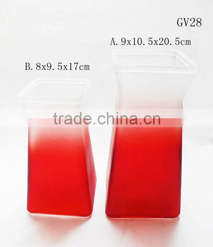 promotional home decoration colored frosted tall glass vase
