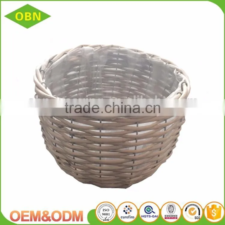 Cheap garden wicker plant basket wicker flower pots with plastic lining