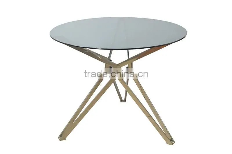 New model living room furniture,Stainless steel coffee table with tempered glass top