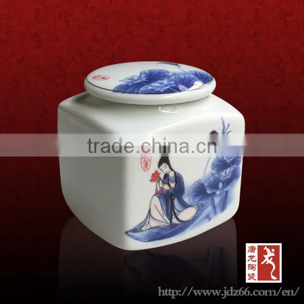 White snow design tea caddy ceramic spice container