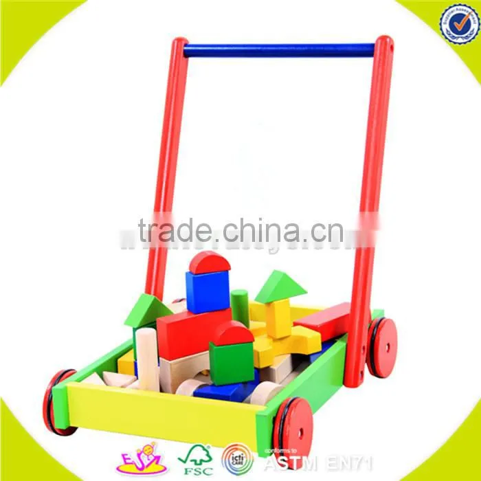 Wholesale children learning walk wooden baby stroller top quality wooden baby stroller W08J002