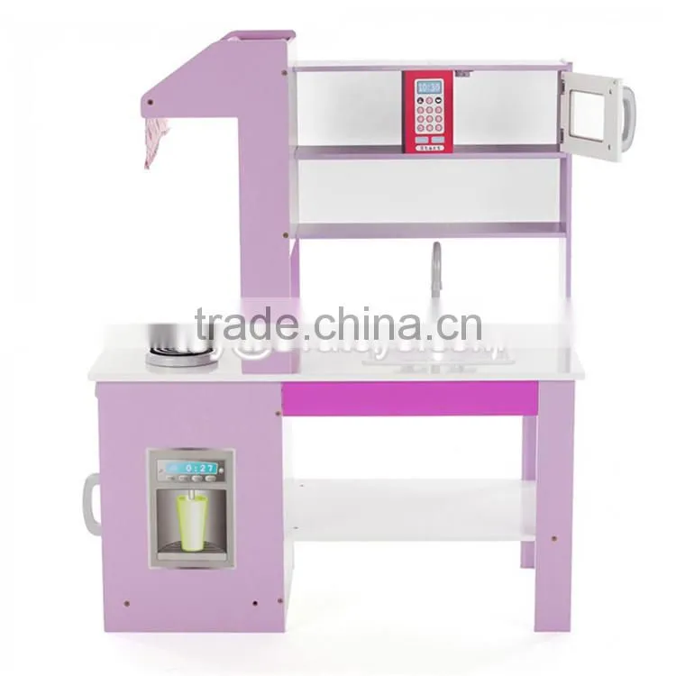 New style double-sided pretend play wooden kids play kitchen set W10C274