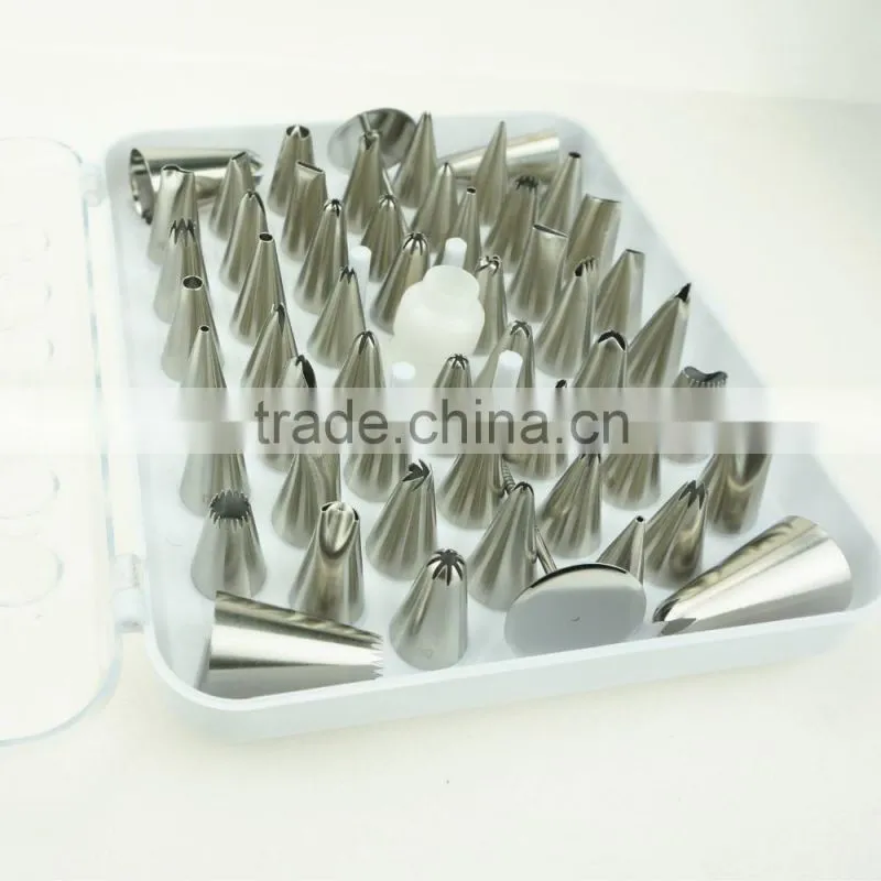 42156 52 Pcs 304 Stainless Steel Cake Master Decorating Tip Set, with Hinged Storage Box