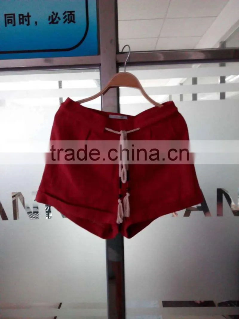 highbrow brick-red Linen shorts women wholesale clothing