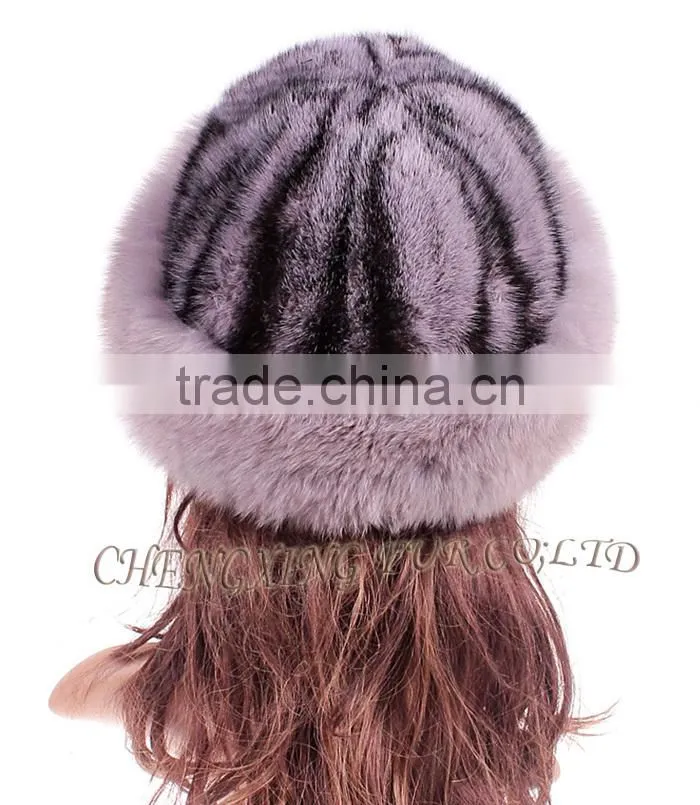 CX-C-156D Hot Selling New Products Fashion Real Mink Fur Hat With Fox Trim