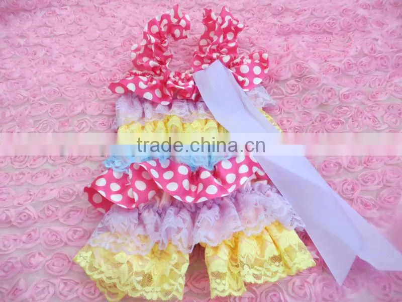 Infant Baby Girls Lace Posh Petti Ruffle Rompers Personal clothes with strap