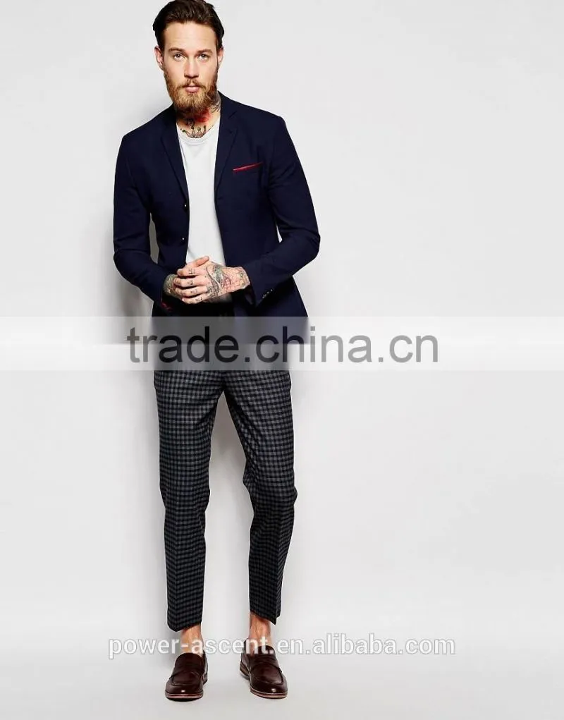 2016 men's new designer super skinny four bottons navy suit jacket