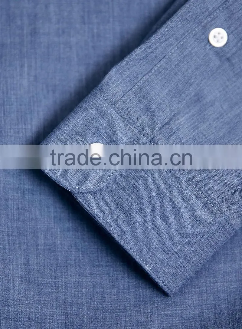 100% cotton Blue Marl Long Sleeve Smart Shirt
