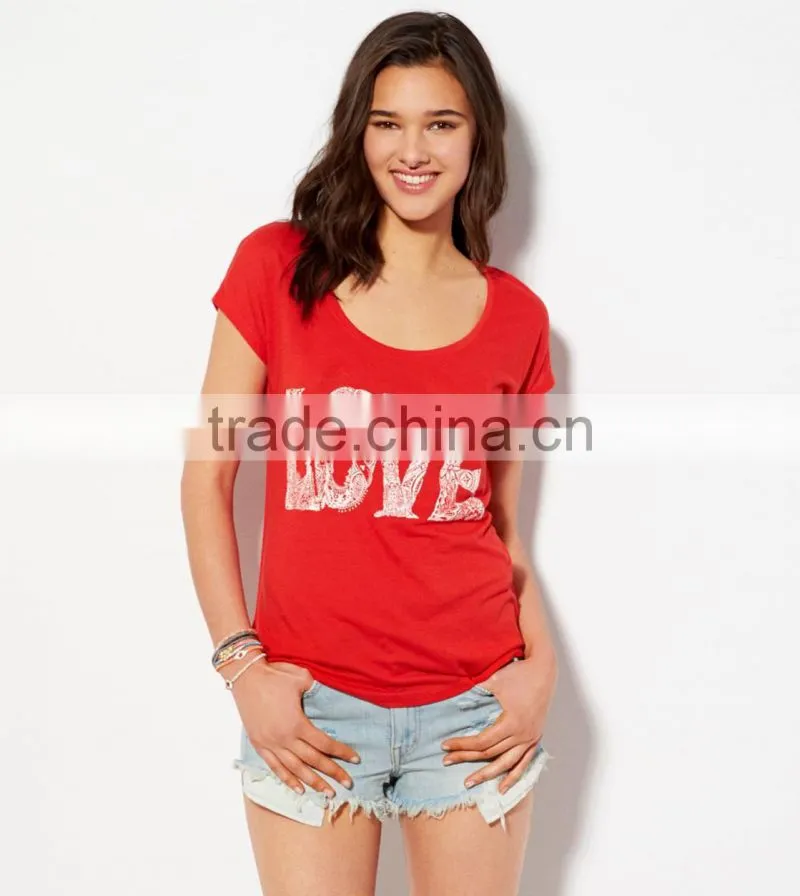 Ladies tshirts with LOVE printing on front