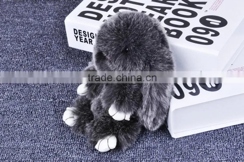 2017 hot sales type funny rabbit fur dolls bag charms woman rex rabbit fur poms colourful bag pendant