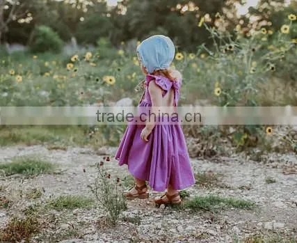 Tie Back Girls Dress Kids Clothing Wholesale Party Baby Girls Dresses Long Dress
