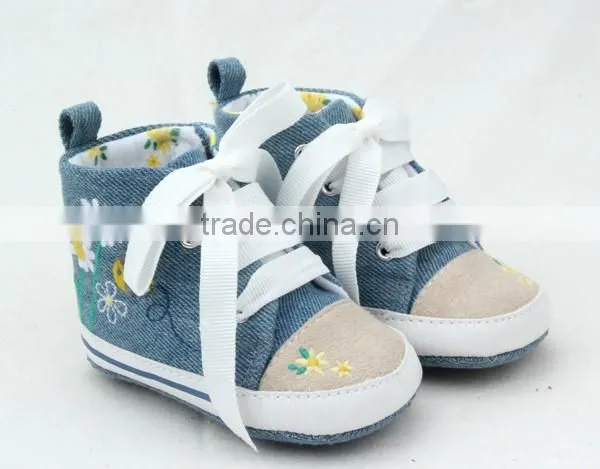 Top quality anti-skid infant boy canvas cotton soft toddler shoes pre-walker sport shoes