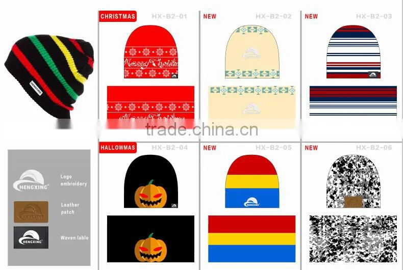 Custom woven label beanie knitted women winter hat