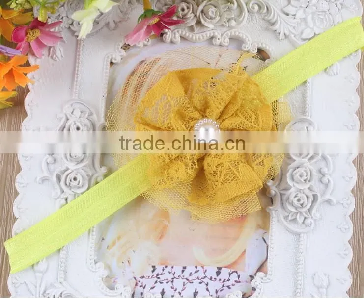 Stock wholesale Lace Headband hairband Baby Girls flowers headbands With Elastic Kids' hair accessories Baby Headwear