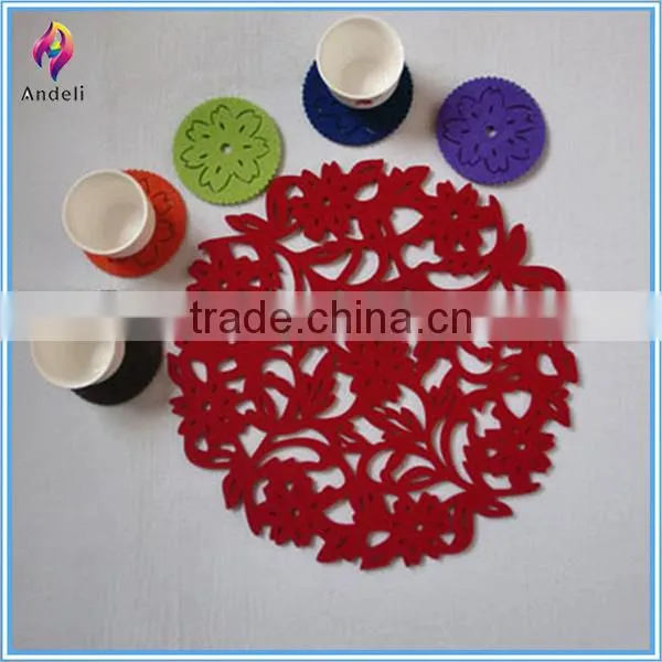 Laser cutting wholesale felt placemats with flower