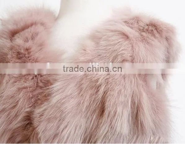 YR180 V-neck New style Genuine Fox Belly Fur Vest 2016