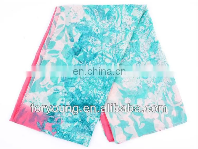 Flower Printed Polyester Scarf