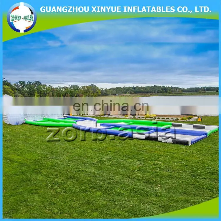 Fashionable outdoor sport inflatable zorb ball race track, cheap go kart racing track for sale